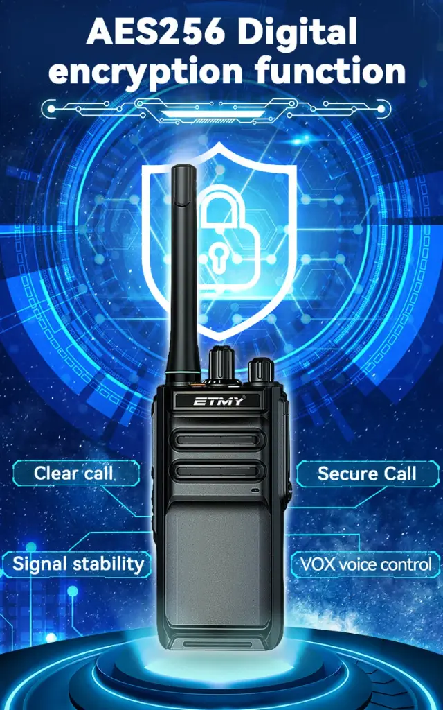 ET-D50 UHF 400-470MHz Walkie Talkie with battery, charger, antenna, belt clip